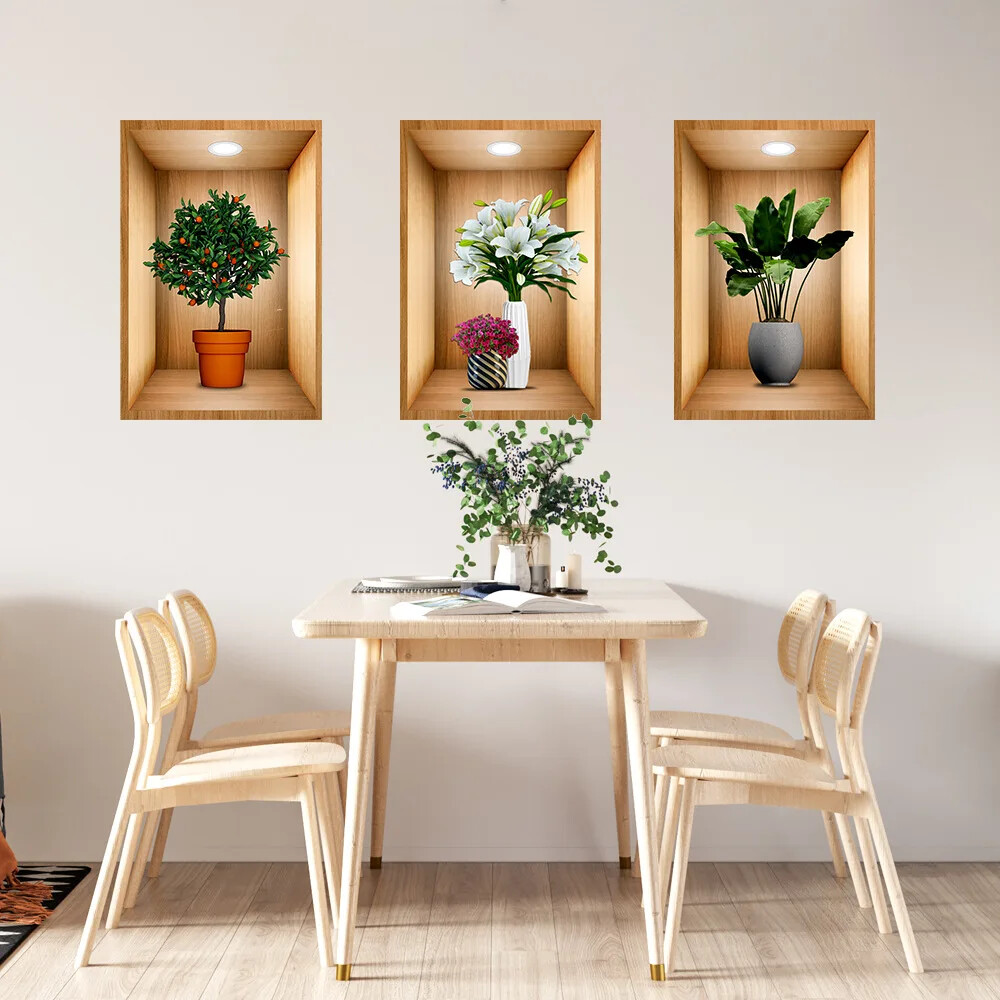 3D effect potted triptych posters hallway staircase decorative painting hotel…