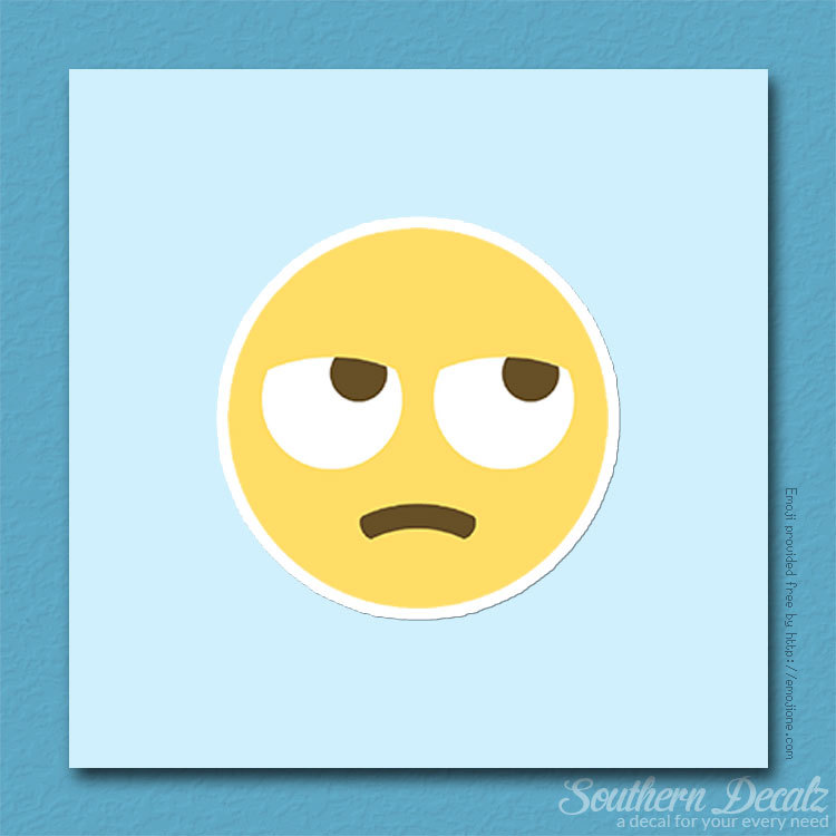 Eye Roll Smiley Emoji – Vinyl Decal Sticker – c126 – 3.75" x 3.75"