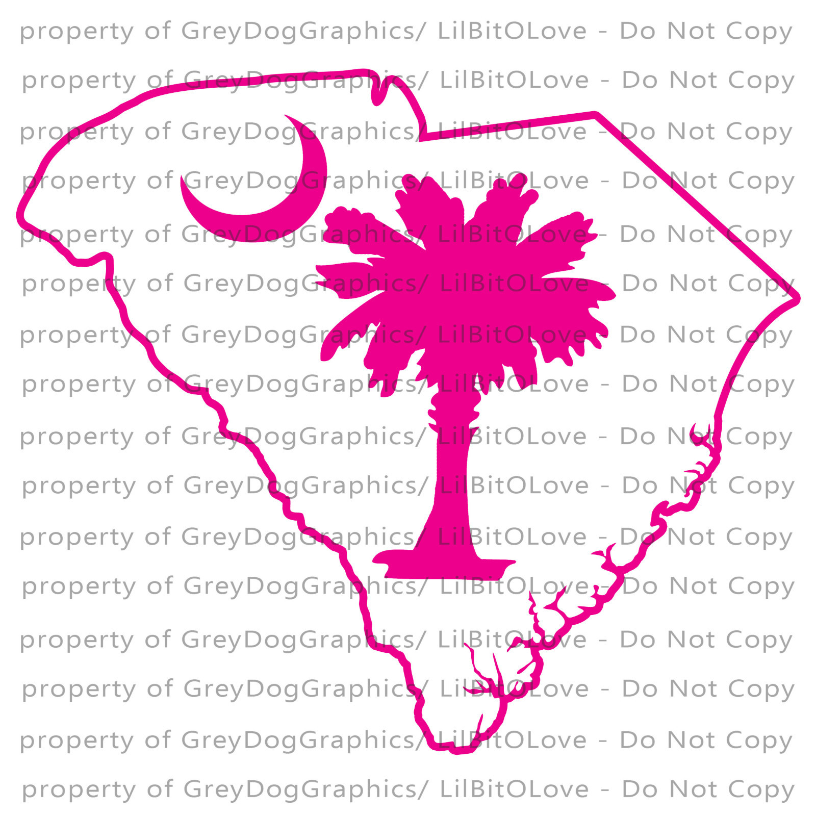 State of South Carolina Outline with Palmetto and Moon Vinyl Decal Sticker