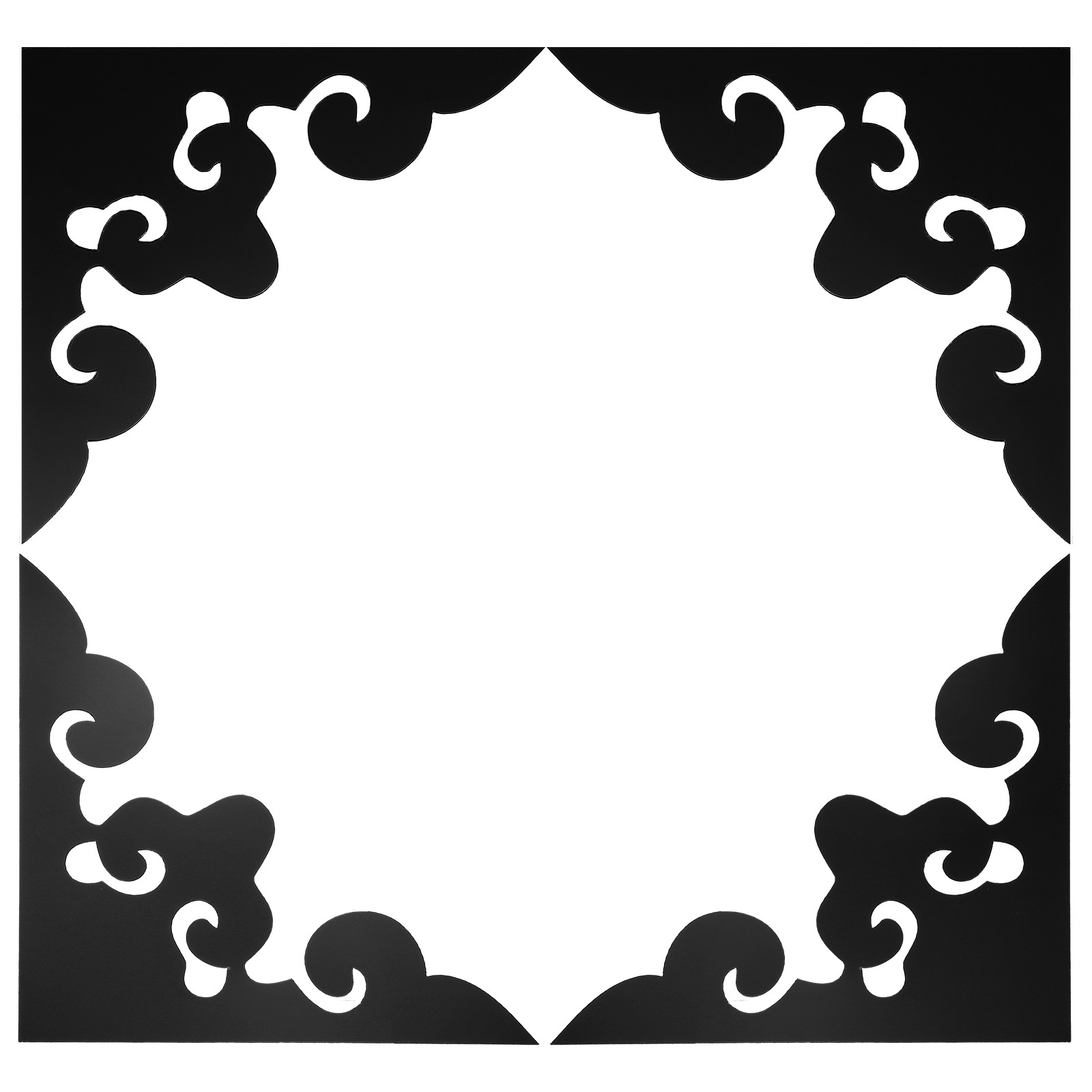 4Pcs Corner Decorative Pattern Hollow Mirror Wall Stickers(Black, 7.9×7.9")