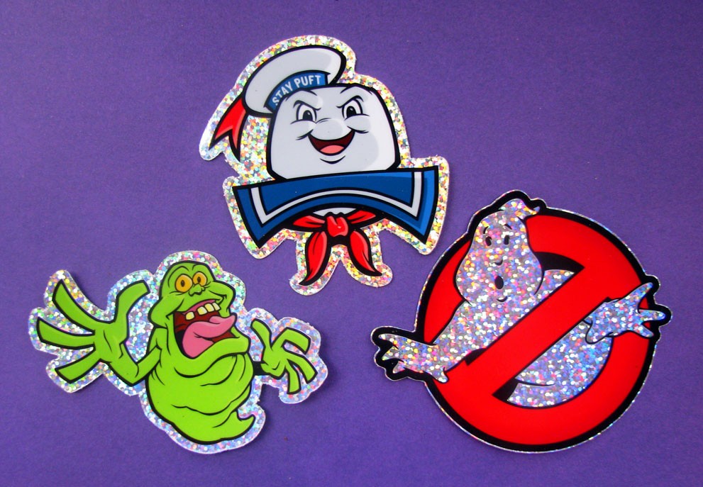 Stay Puft Slimer Glitter Sticker Set of 3 Ghostbusters Marshmallow Man Decals