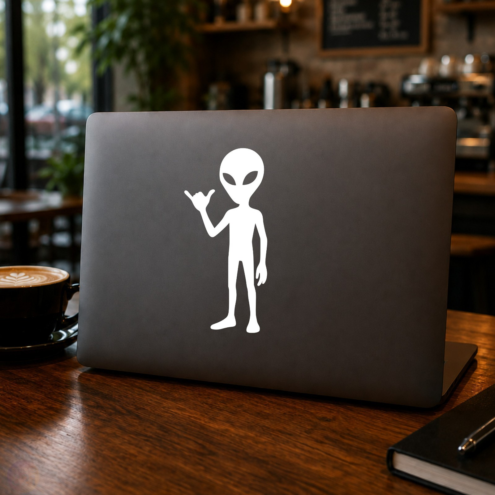 Alien Head Shaka Sign Decal | UFO Area 51 Sticker | Car Truck Window Vinyl | Fun