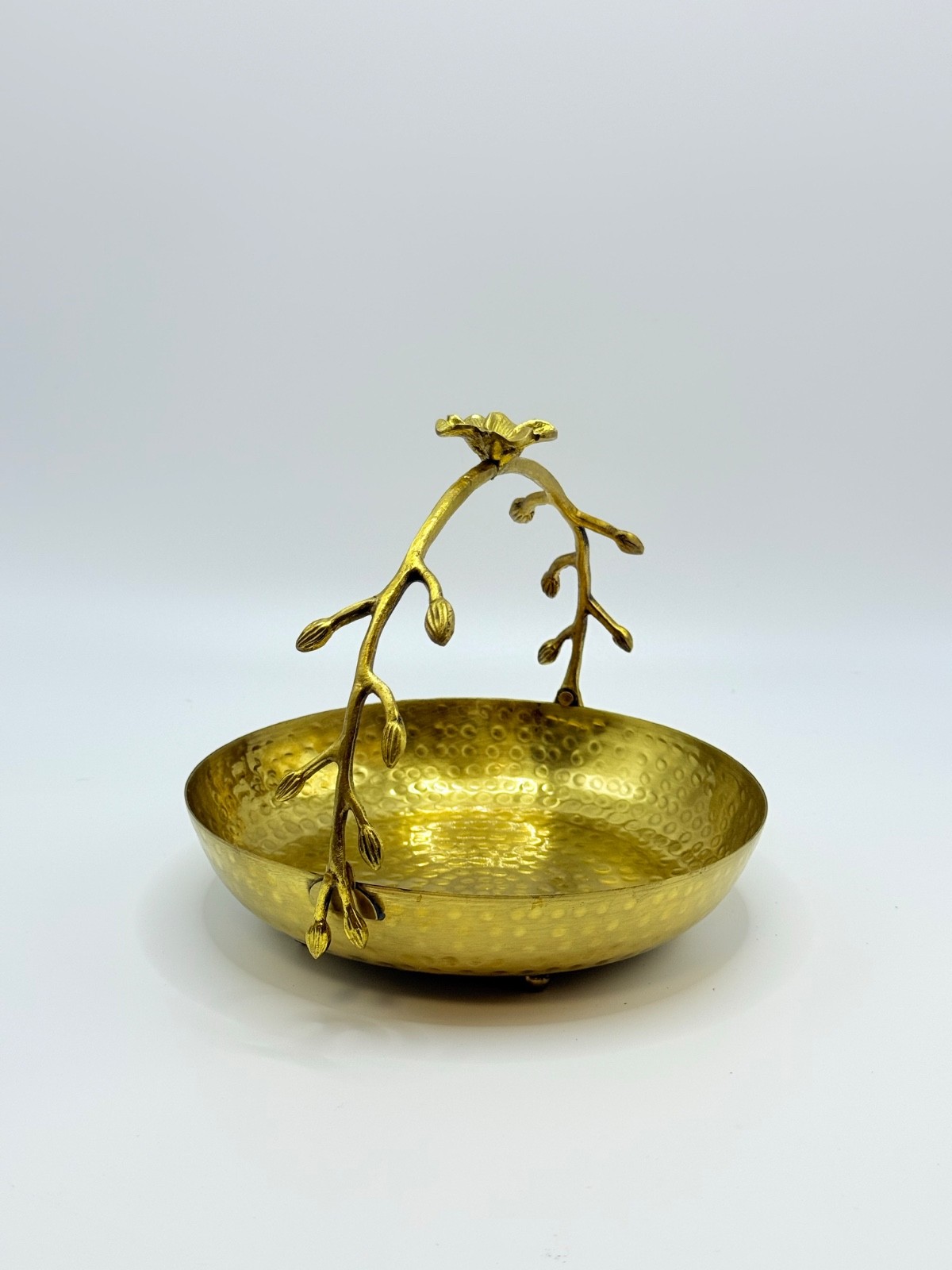 Heavy Copper Decorative Bowl with Floral Handle 🌸 Elegant Trinket & Candy Dish