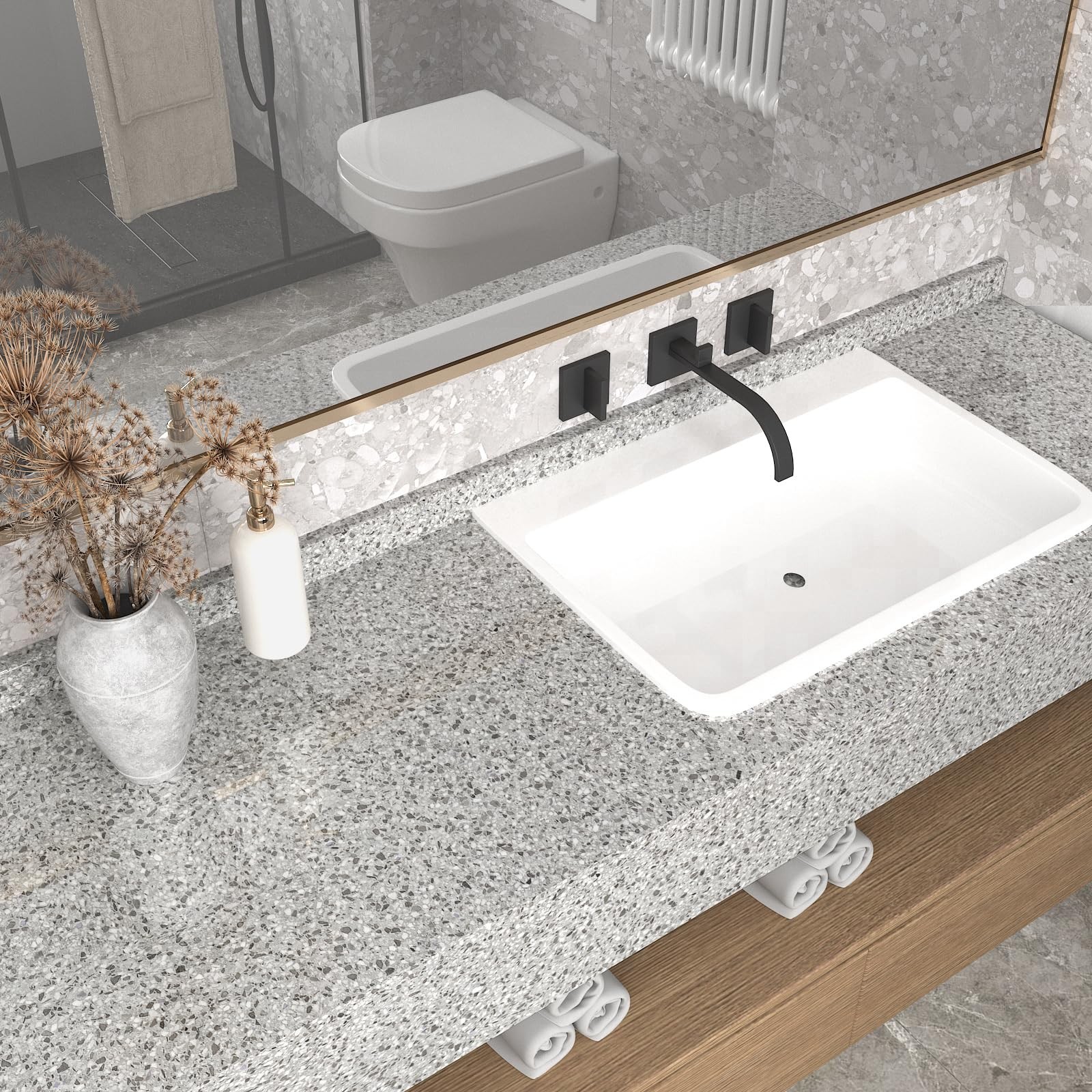 Light Grey Granite Countertop Contact Paper Waterproof Glossy Marble Contact …
