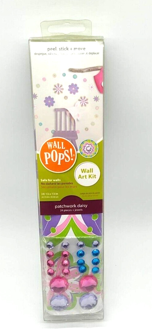 Wall Pops Wall Art Patchwork Daisy 24 Piece And Jewels Wall Decal Kit Peel Stick