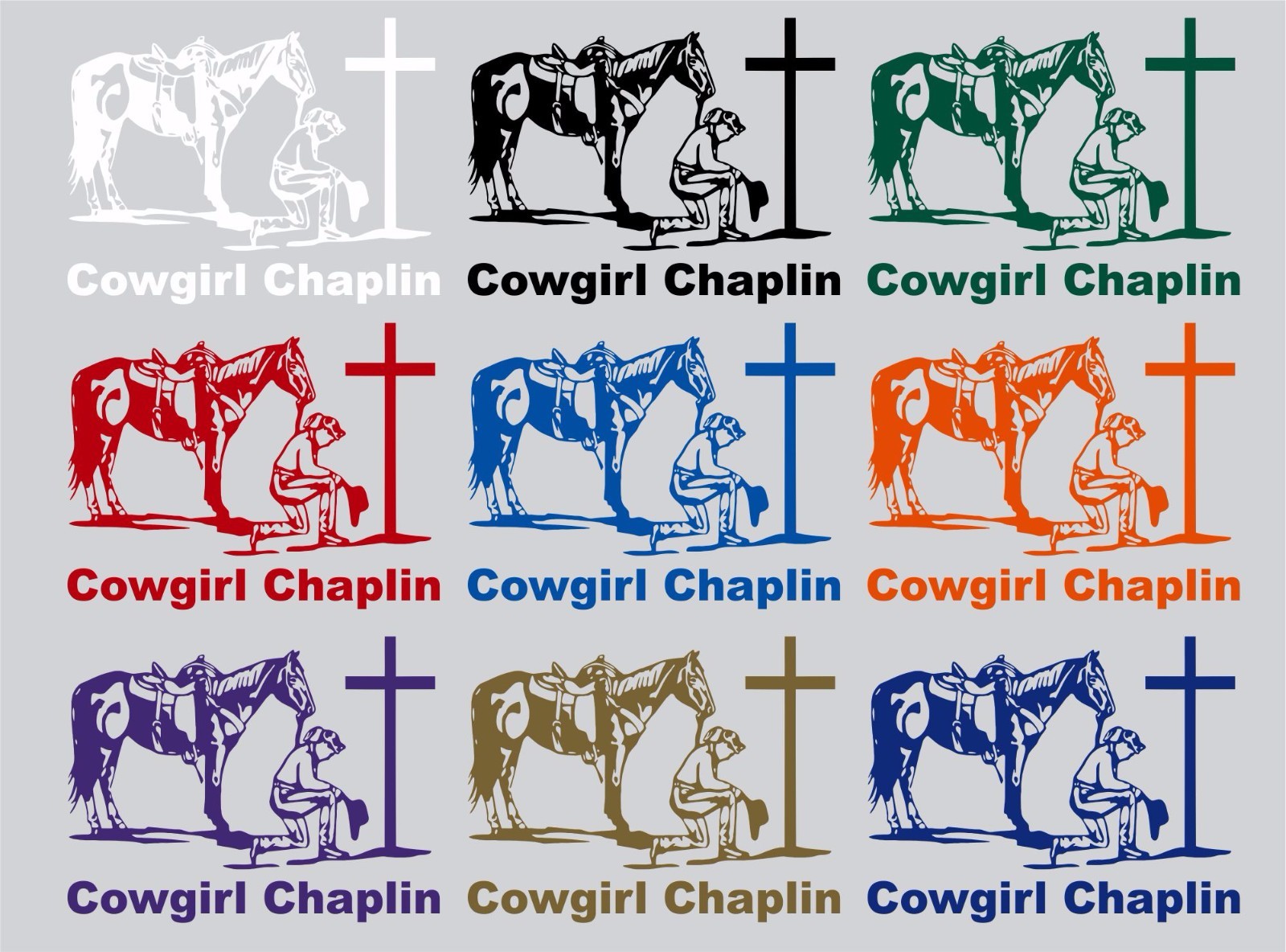 Chaplin Cowgirl Praying Horse Car Truck Window Laptop Vinyl Decal Sticker