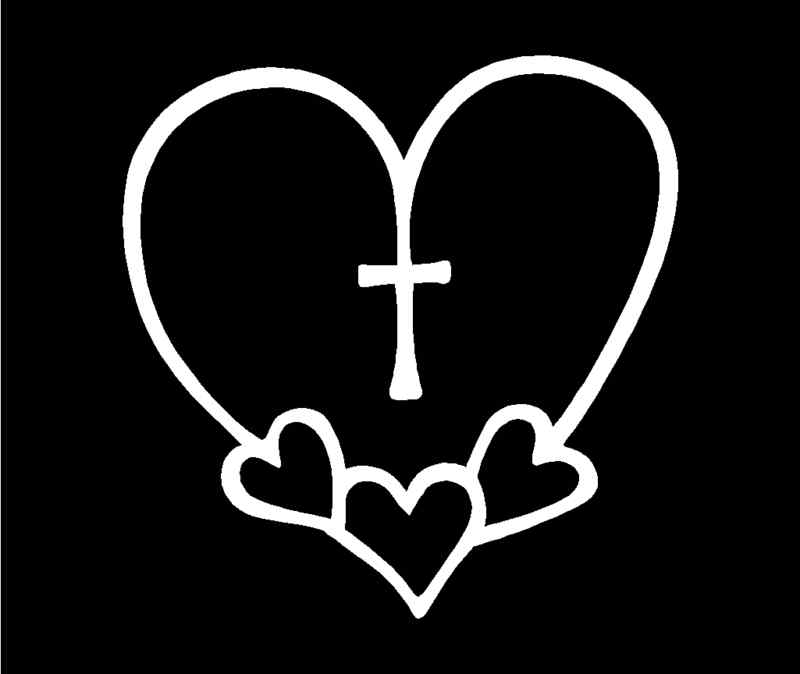 HEART CROSS Vinyl Decal 5" x 5" (11 Colors) SD