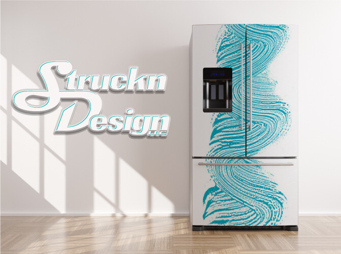 Texture Artistic Art Deco Teal Soap Fridge Freezer Wrap Side Door Vinyl Decal
