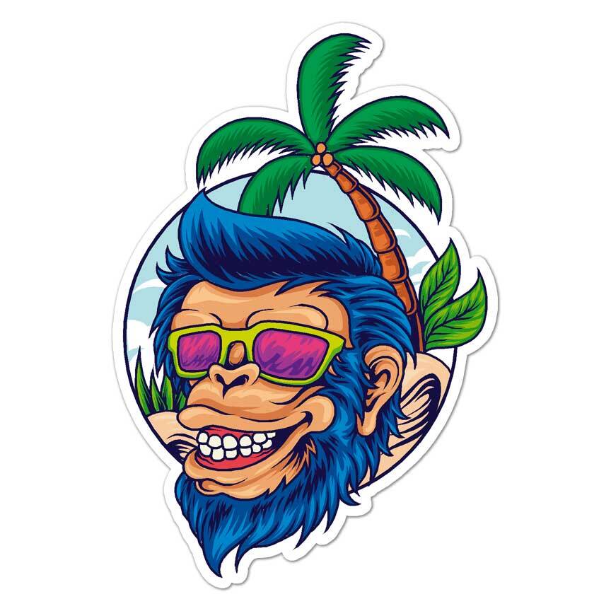Monkey Palm Tree, Vinyl Decal Sticker, Indoor Outdoor, 3 Sizes, #7864