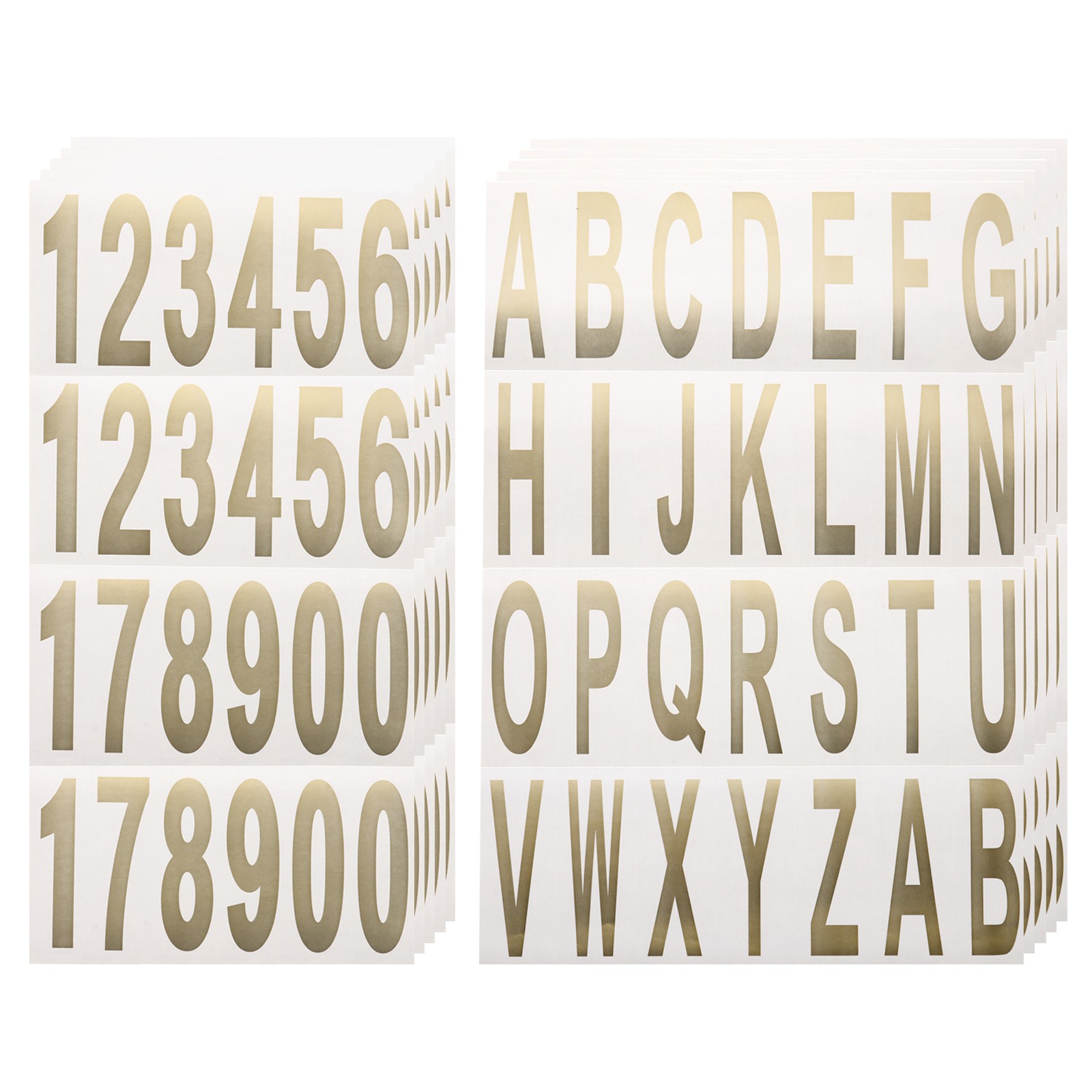 10 Sheets Mailbox Numbers and Letters for Indoor/Outdoor Decals, Gold in White