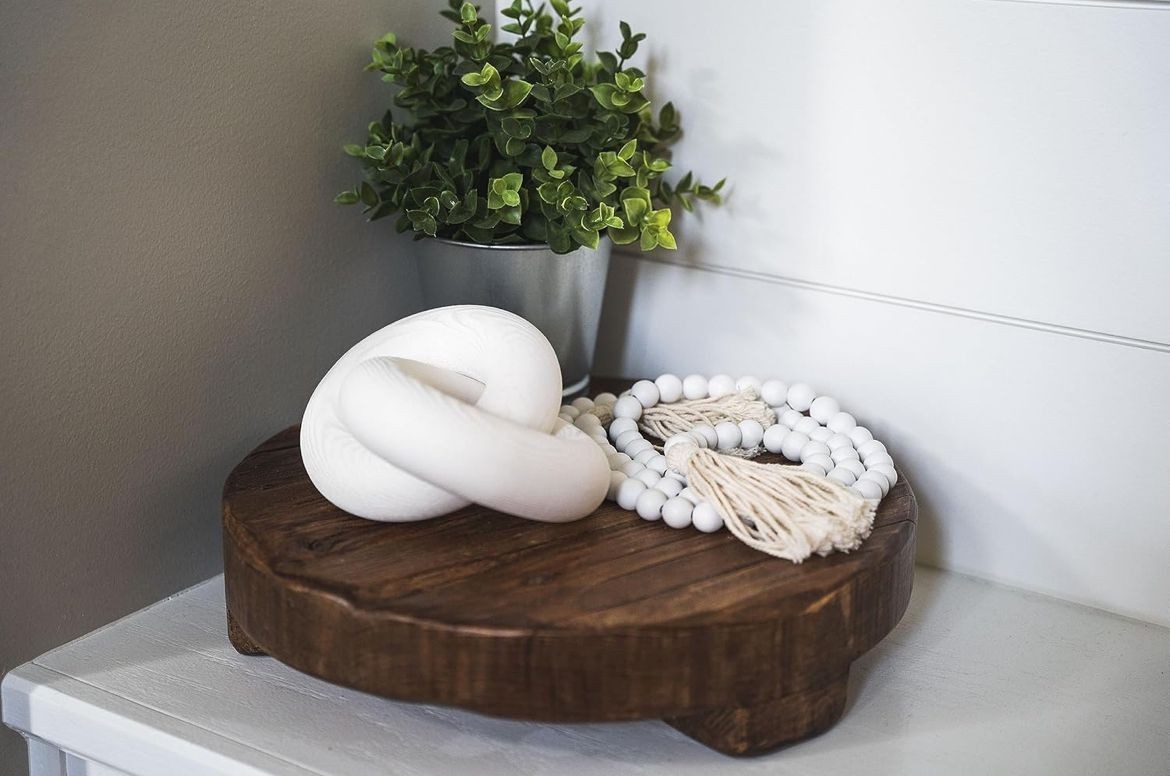 Aesthetic Room Decor Wood Bead Garland- 2 Piece White Wood Chain Link Boho Decor