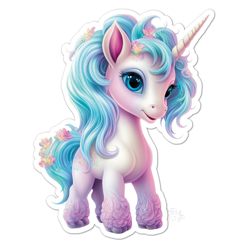 Cute Baby Unicorn, Vinyl Decal Sticker, Indoor Outdoor, 3 Sizes, #9201