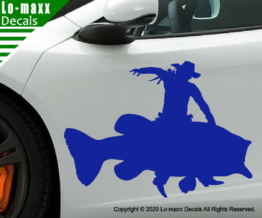 Largemouth Bass Rodeo Cowboy Western Freshwater Fishing Die Cut Vinyl Decal