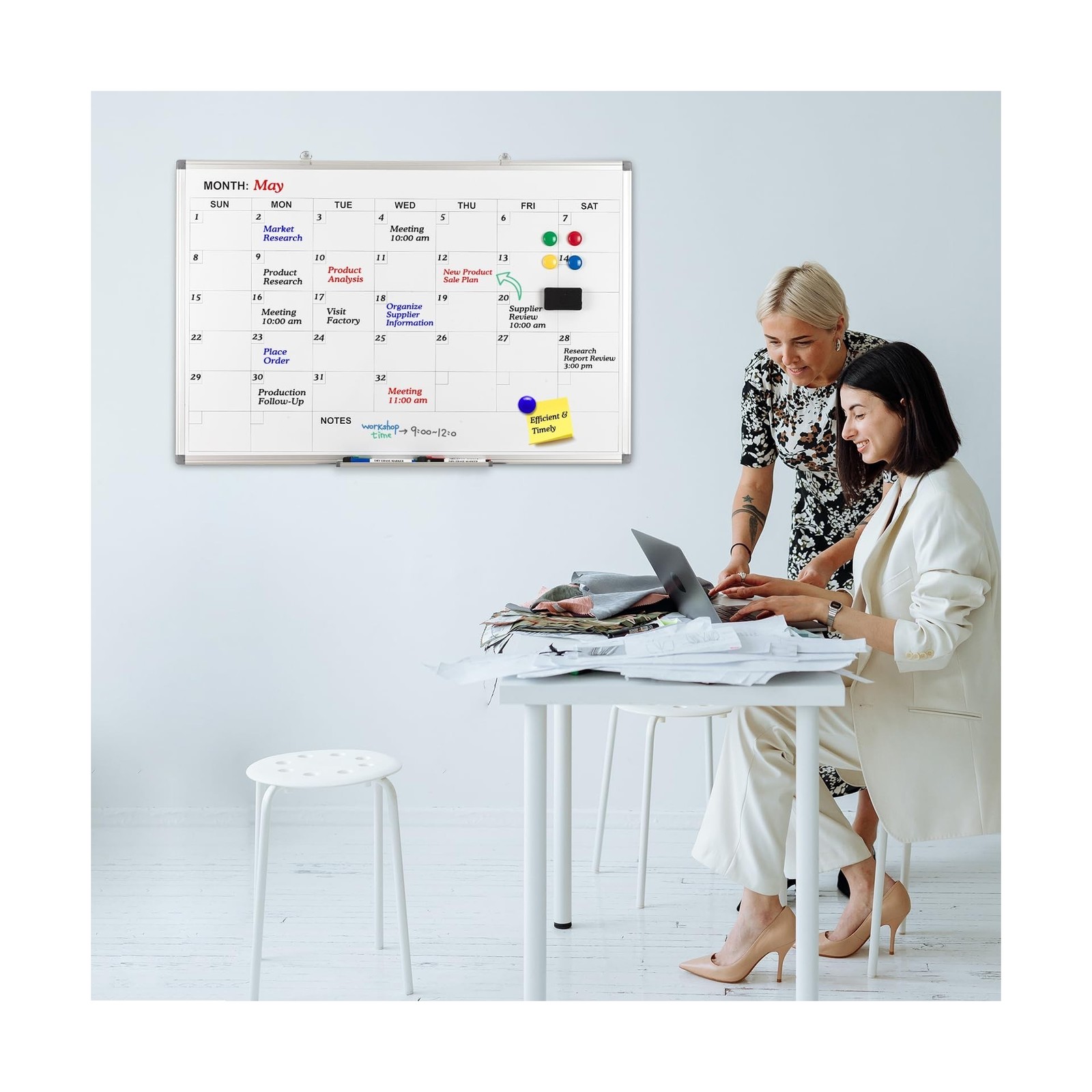 Comix Magnetic Dry Erase Calendar Whiteboard, 36 x 24 Inches Monthly Calendar…