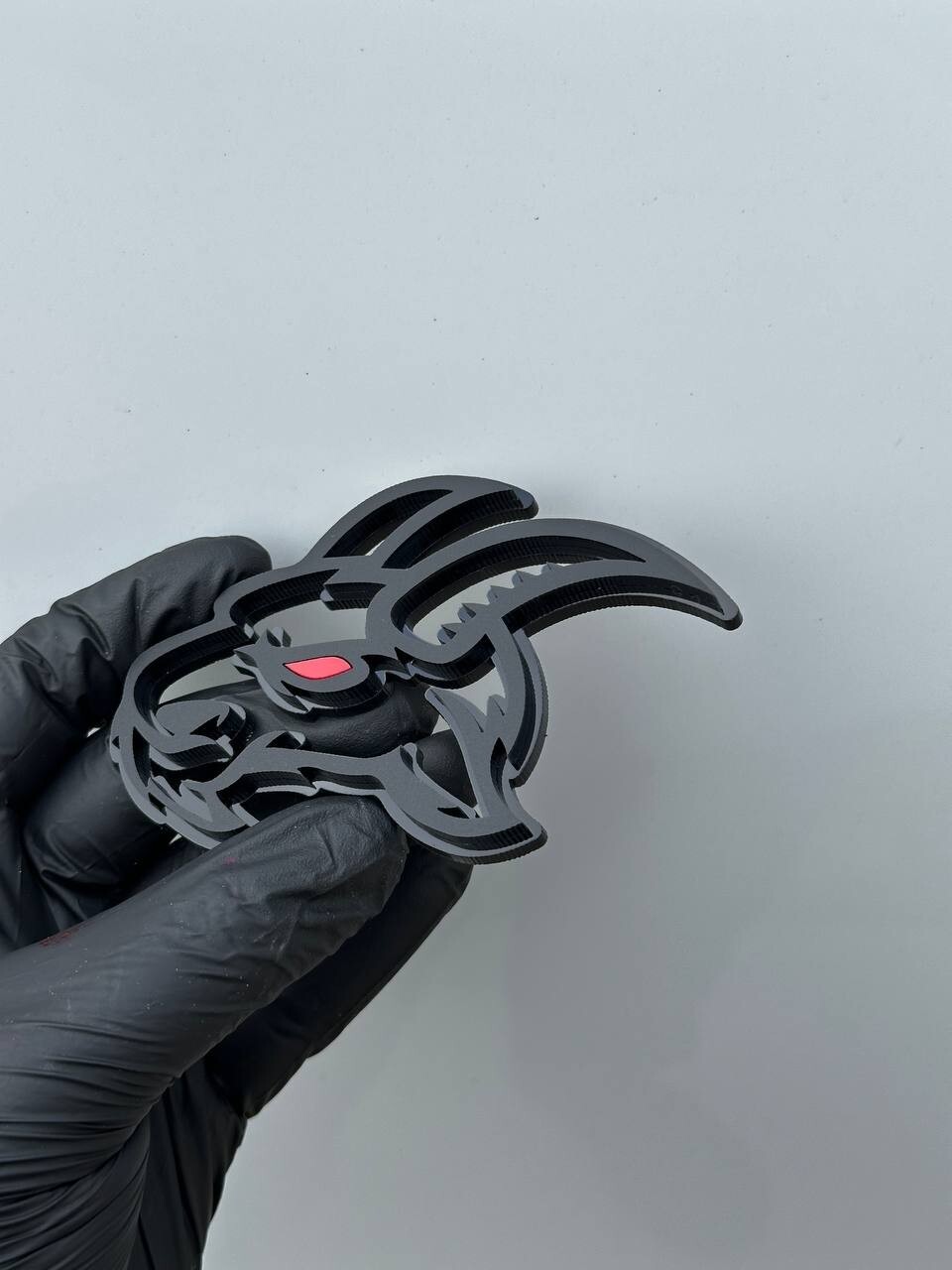 Angry Goat Red Eye Car Truck Emblem Badge Matte Black on Black Custom Pack of 2