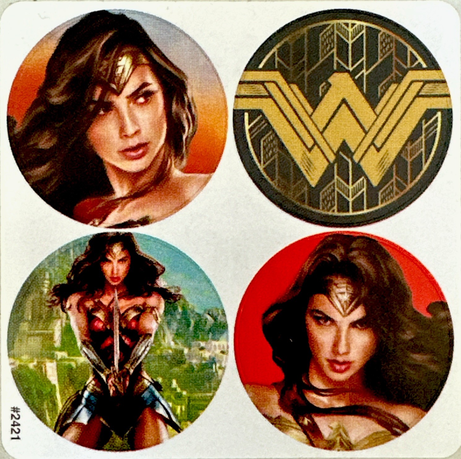 WONDER WOMAN 4 STICKERS✨⭐️❤️⭐️✨1 1/4”✨each one✨Sexy & Cute✨💋✨Wonderful✨🌟⭐️💫