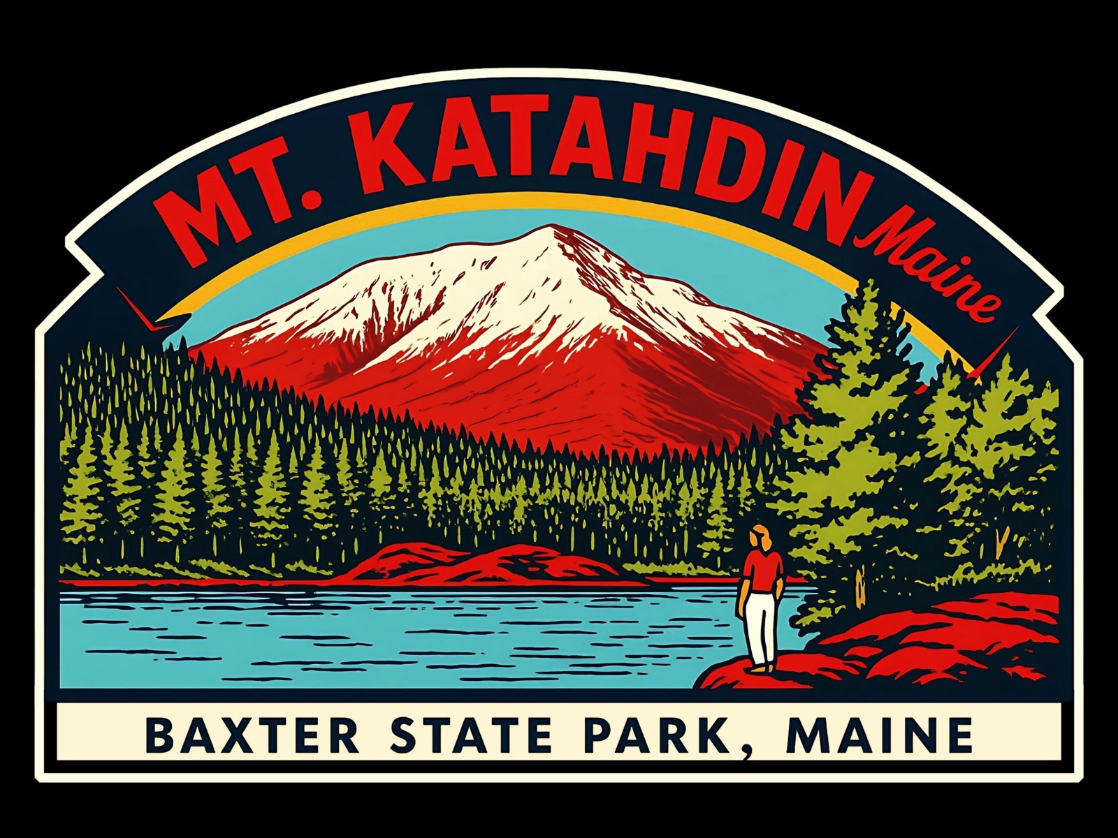 Mount Katahdin Maine Vinyl Travel Souvenir, Nature Adventure Decal for Outdoors,