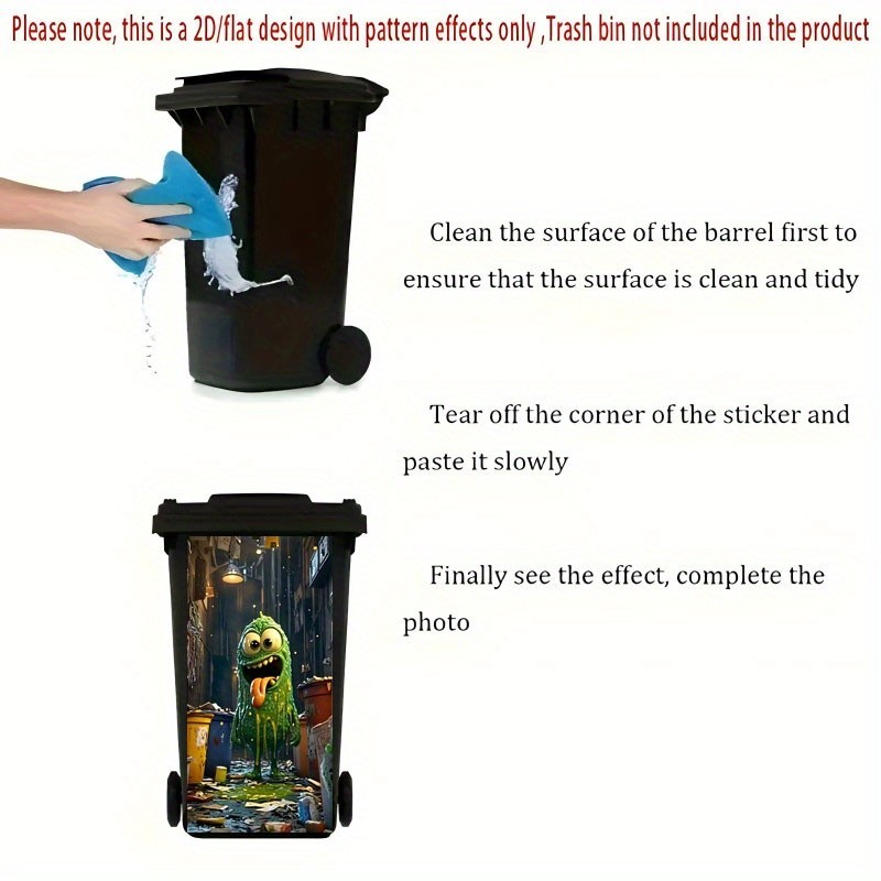 1pc 2D Flat Printing Trash Can Sticker Decorative Wallpaper Self-Adhesive