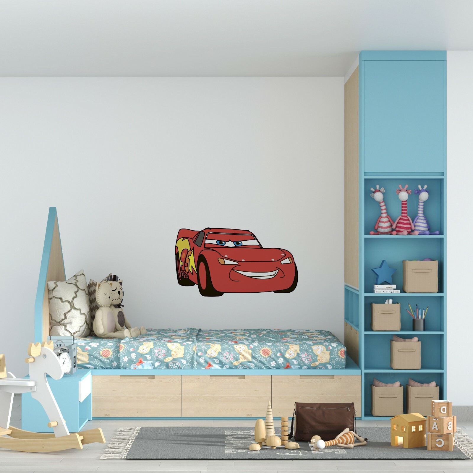 Lightning McQueen Animated Comedy Movie Character Design Vinyl Home Wall Decal