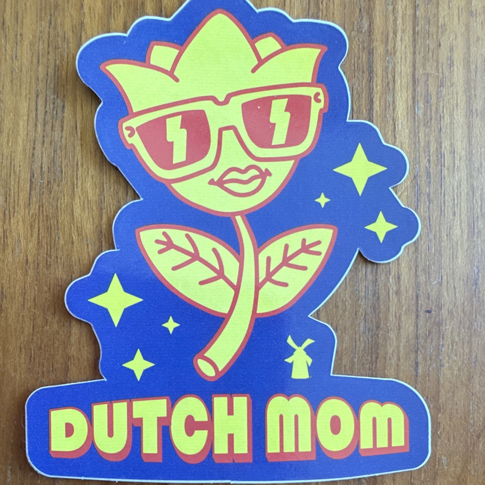 Dutch Bros Sticker – Dutch Mom Tulip with Sunglasses Decal – Brand New