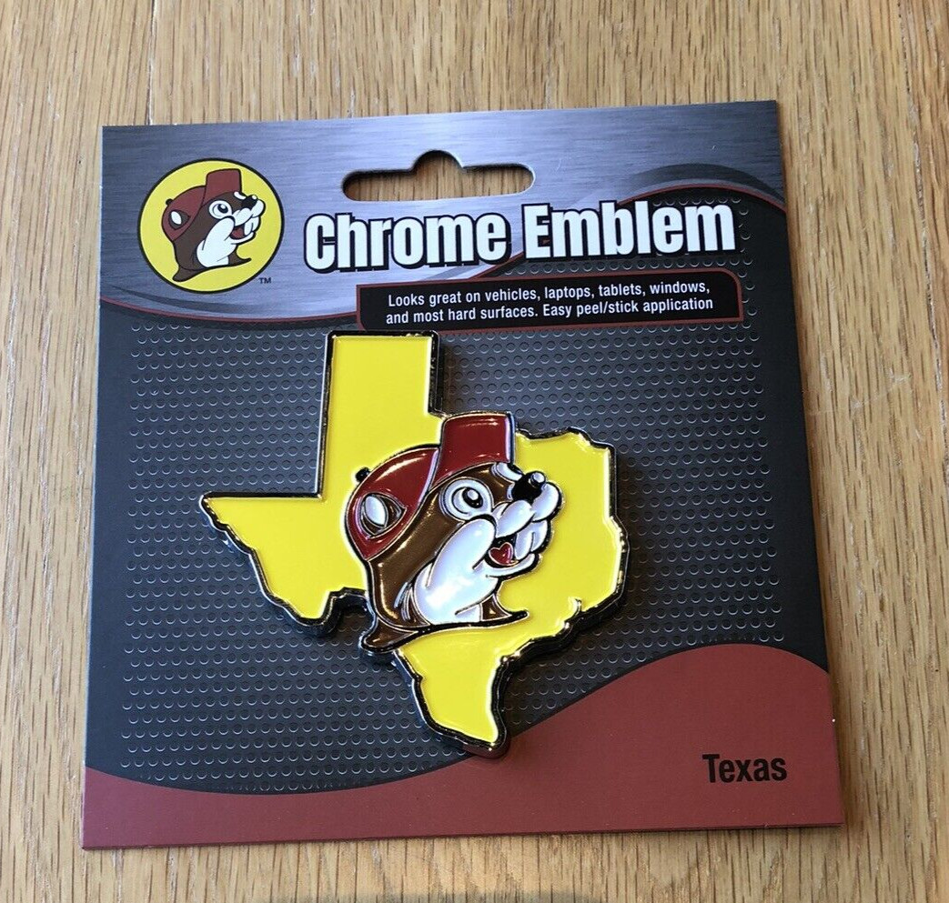 Buc-ee's Adhesive Chrome Emblem- Texas Shape- For Vehicles Laptops 1.5 x 3 in