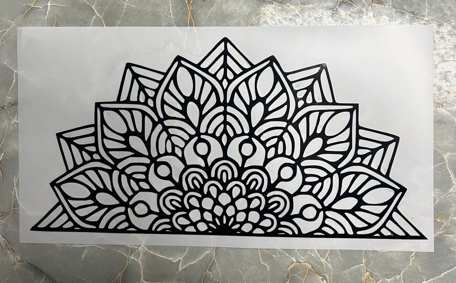 Mandala Half Flower Removable vinyl decal sticker, Home Room Wall Decor 8×4”