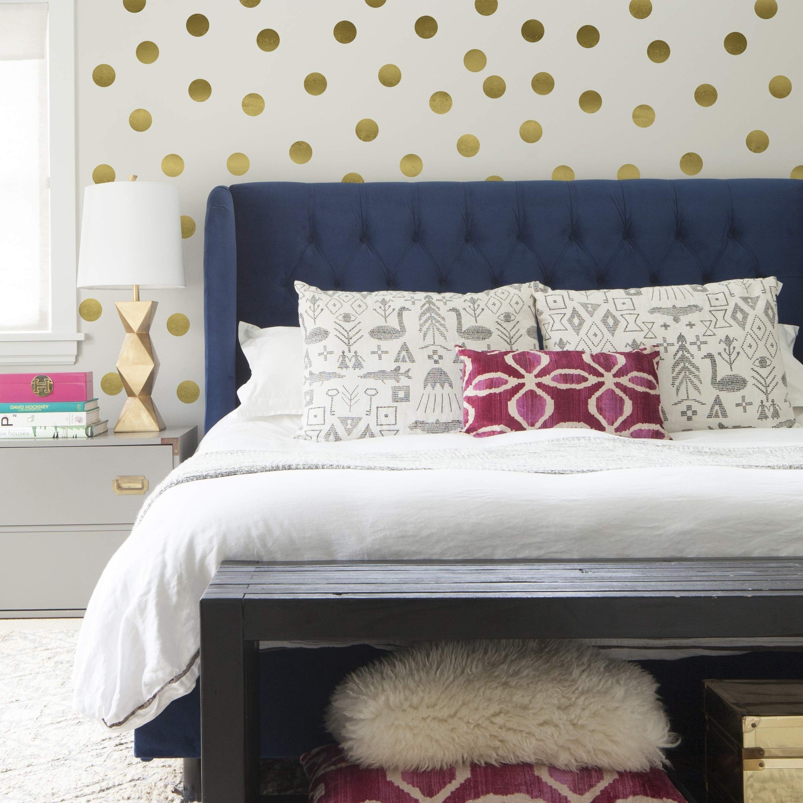 Paper Riot Co. Peel-and-Stick 2.5" Metallic Matte Gold Dot Vinyl Wall Decal S…