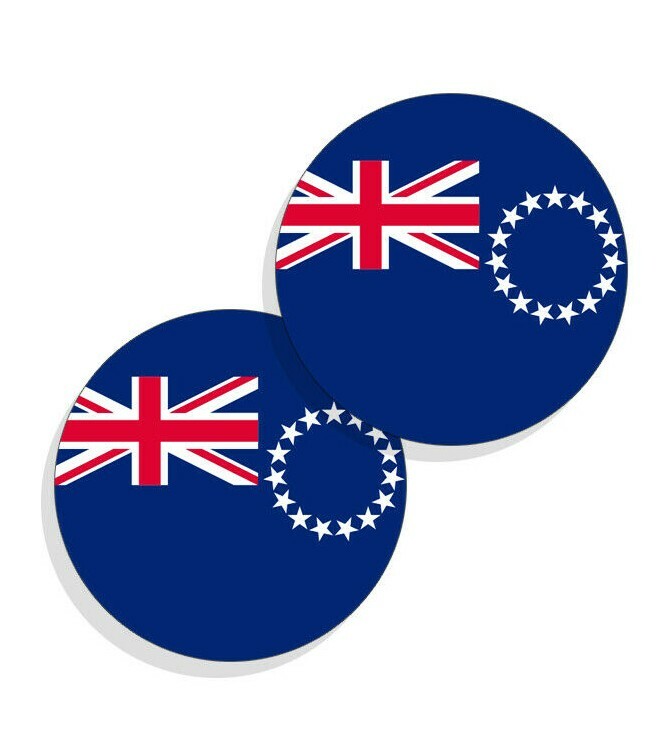 Cook Island Flag Stickers Flag Decals Cook Island Vinyl Stickers Round 4 pack