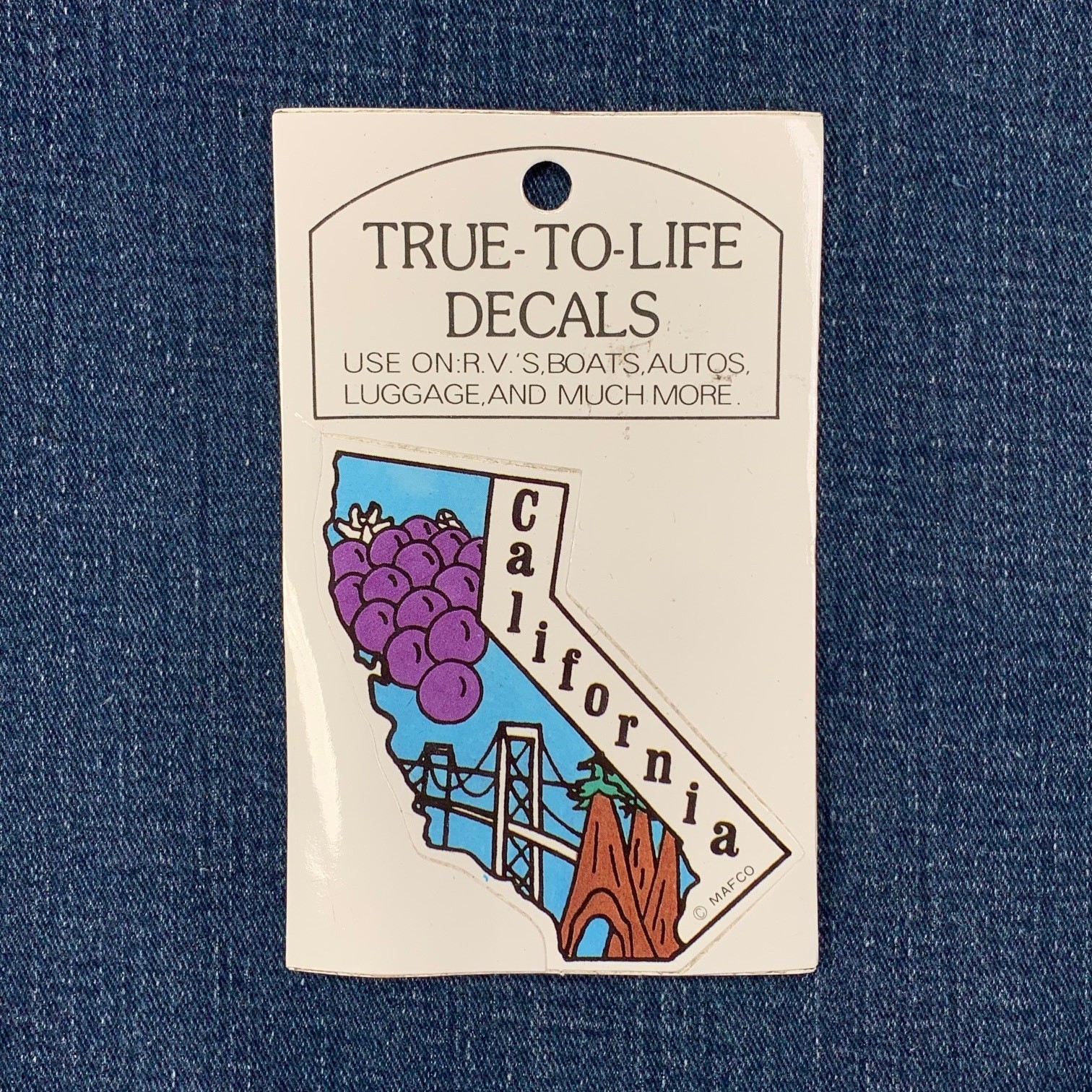 Vintage California Sticker True-To-Life Decals Redwoods Golden Gate Bridge Wine