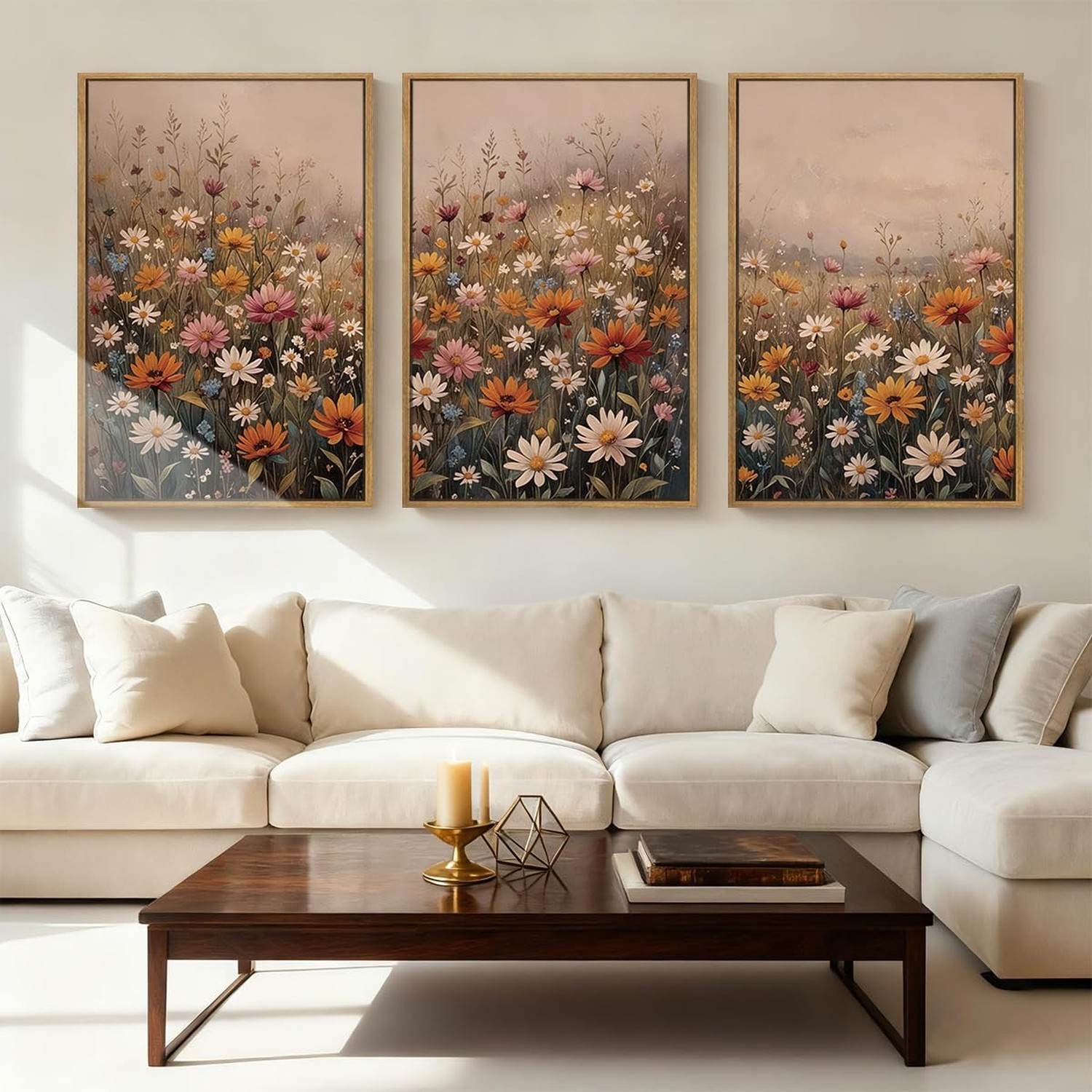 IARTTOP Framed Floral Canvas Wall Art Large 16×24 Inch Colorful Wildflower Ar…