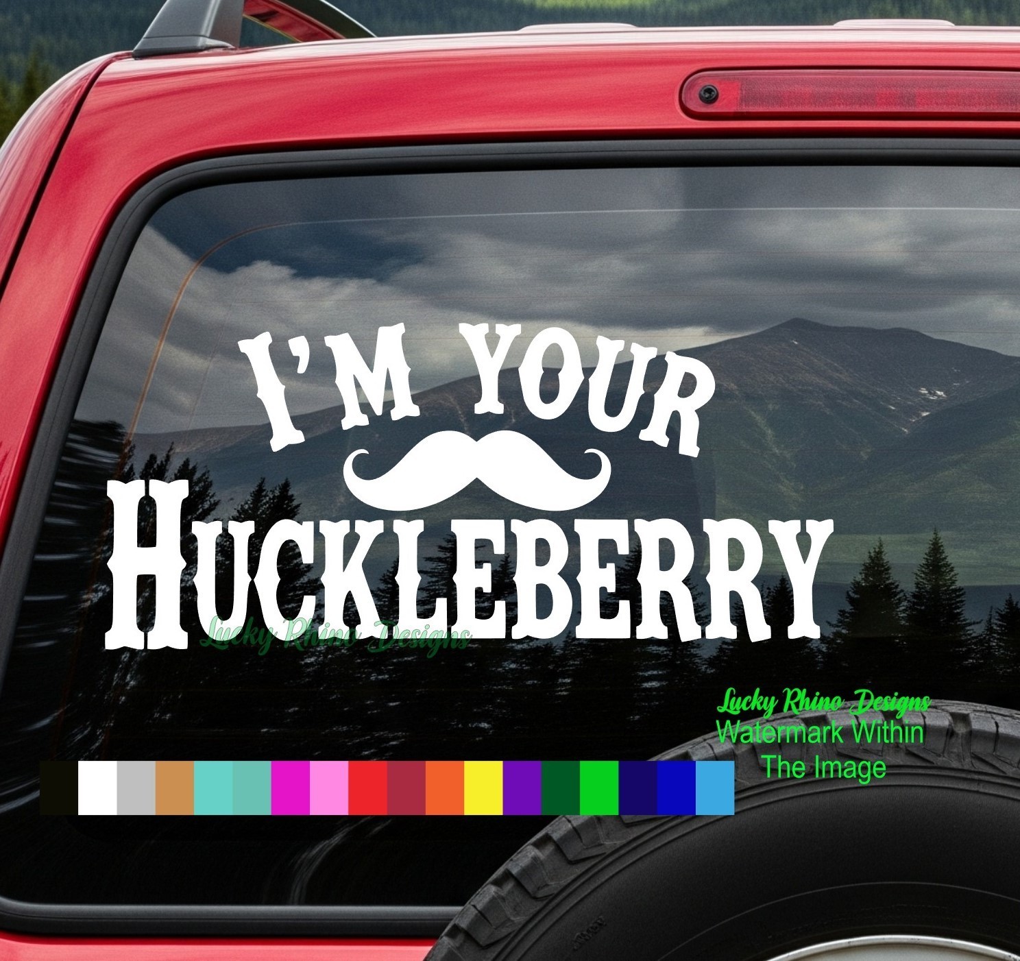 "I'm Your Huckleberry" Decal Sticker Mustache Dual Pistols Doc Holliday Quote
