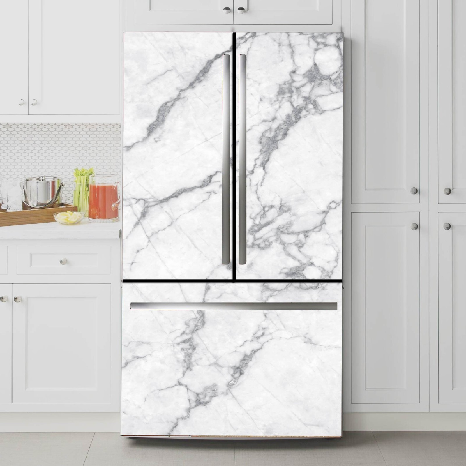 Peel and Stick Fridge Wrap Vinyl Refrigerator Cover 32" x 78.7" (81x200cm)