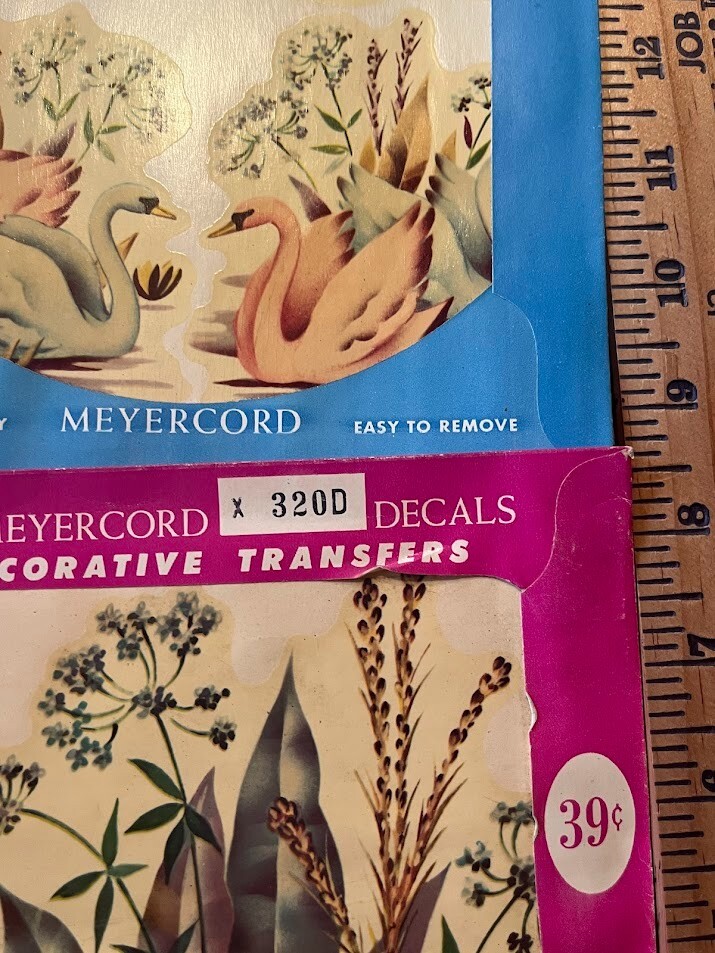 Vintage Bathroom Decals Meyercord Decals Swans Set of 5 320B, 320D, 932C NOS