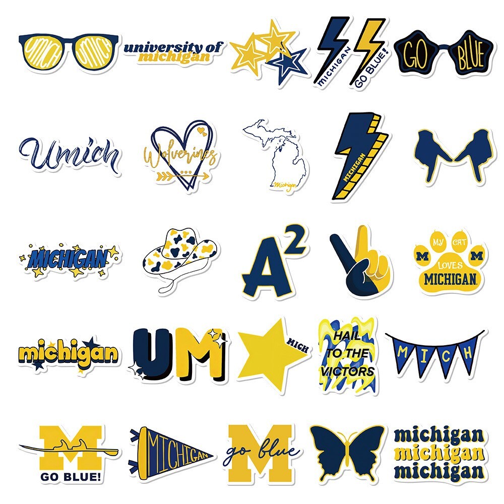50pcs University Of Michigan Stickers, UM Go Blue Ann Arbor, #244