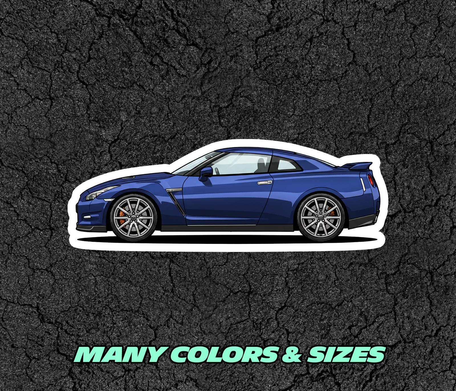JDM Nissan Skyline GT-R R35 Car Profile Sticker Laptop, Phone, Book, Window