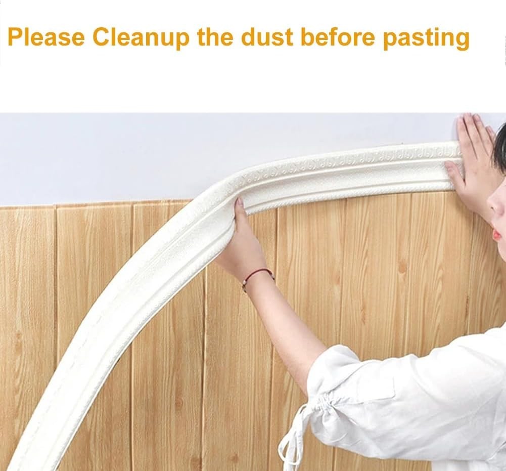 90"x 3" Self Adhesive Flexible Foam Molding Trim, 3D Sticky Decorative Wall L…