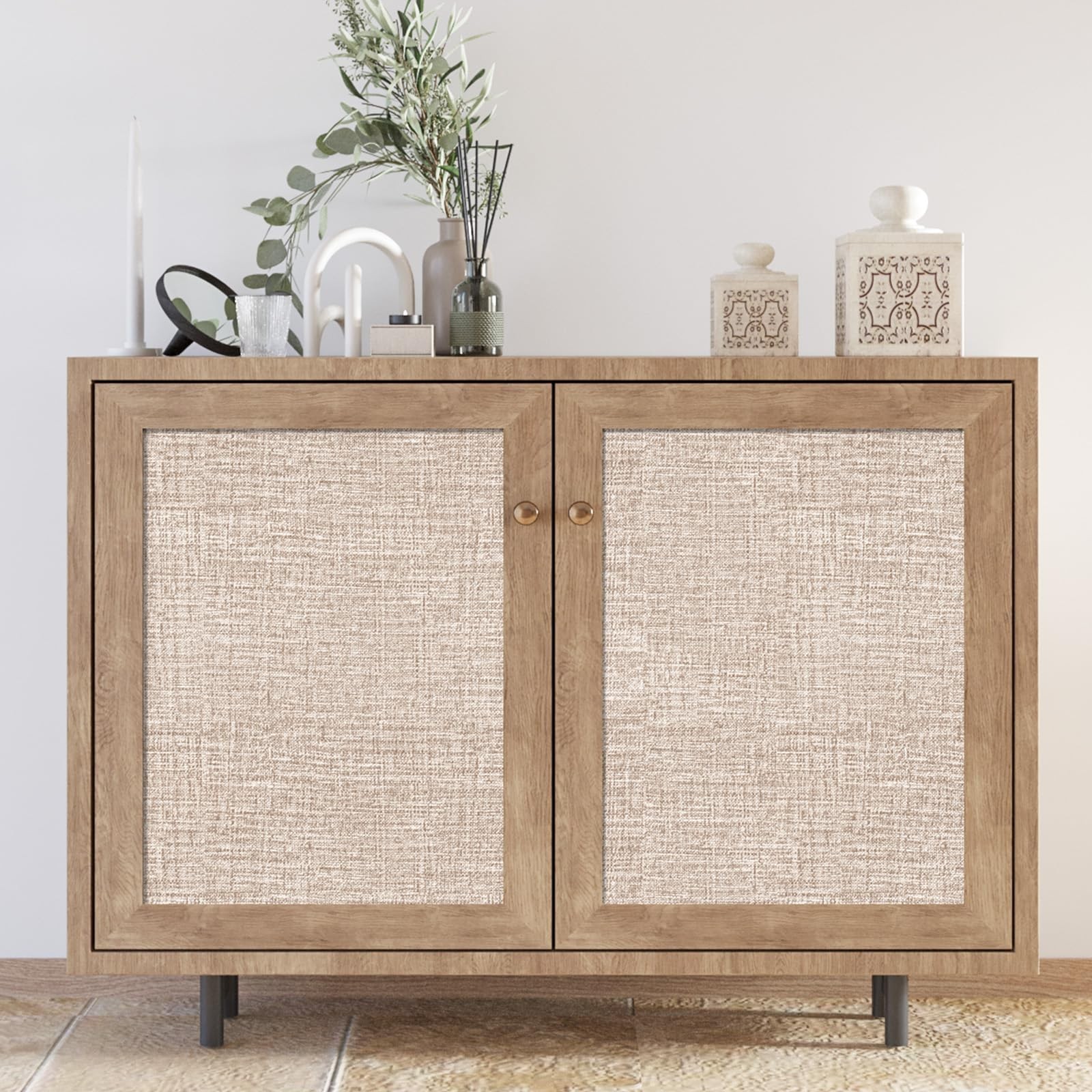 Amiya Grasscloth Khaki Wallpaper 17.3"x80" Peel and Stick Tan Textured Fabric…