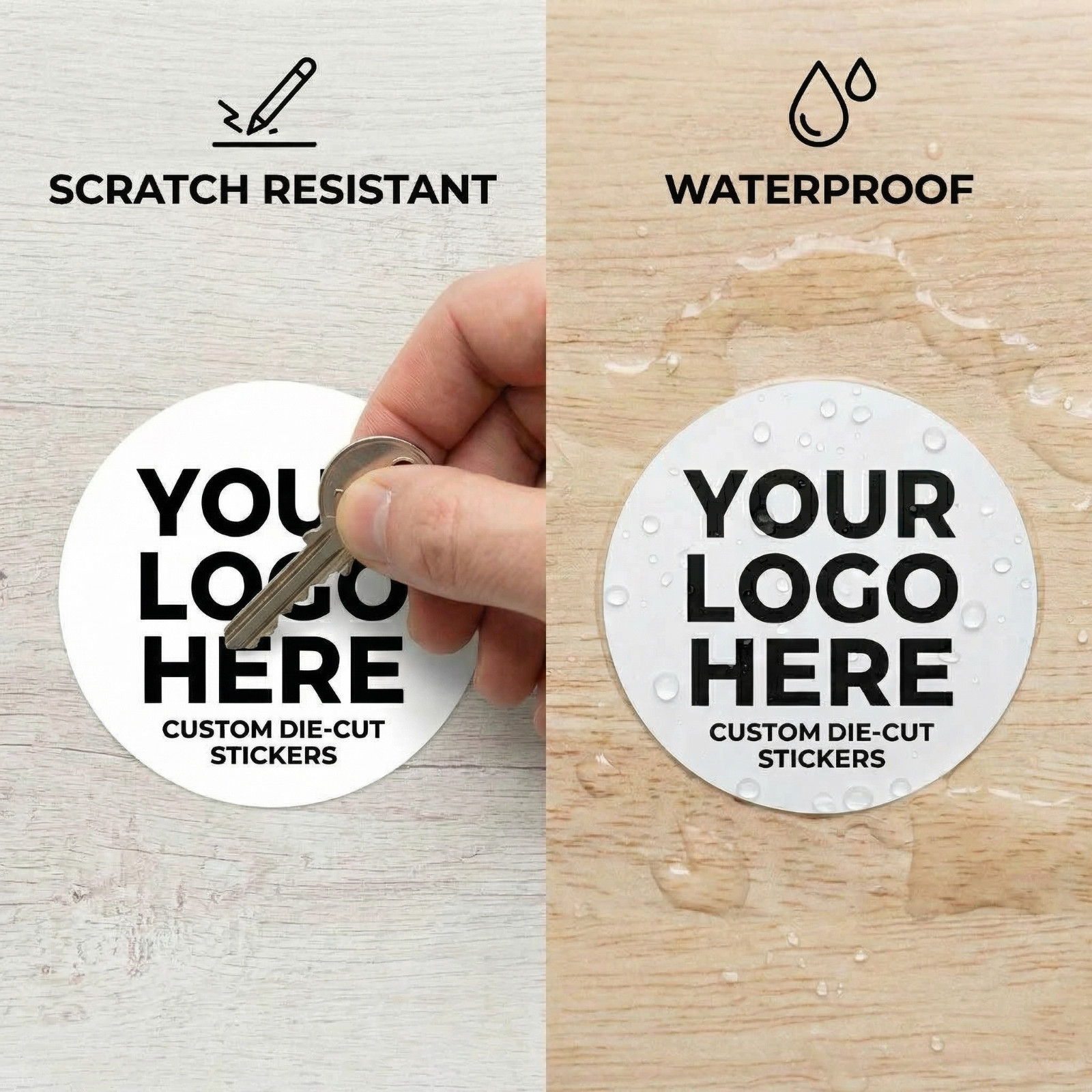 Custom Vinyl Stickers Logo Labels Waterproof Die Cut Any Size Shape Decals USA