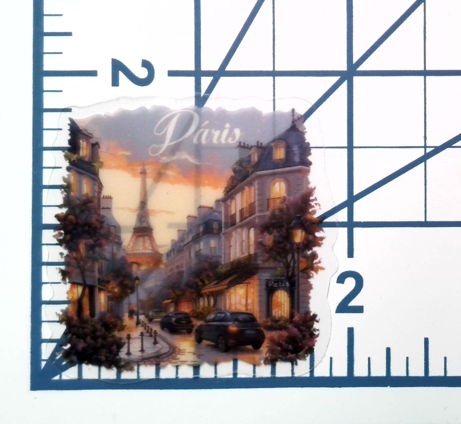 France Paris Eiffel Tower Street Scene Die Cut Clear European Vinyl Sticker