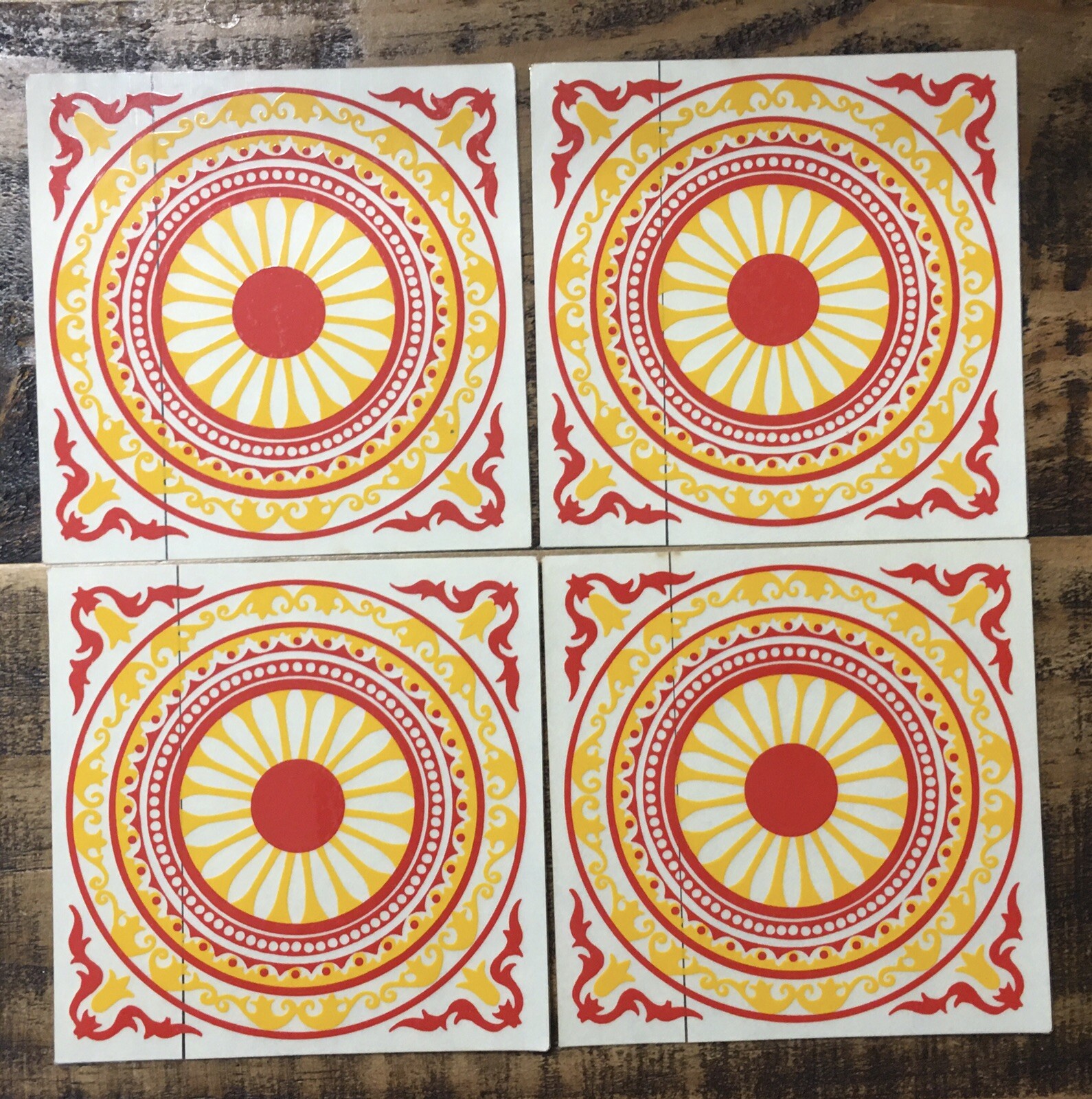 Lot 4 GLOSSY VINYL STICKER Middle Eastern Motif Tile Decorative Decal Crafting