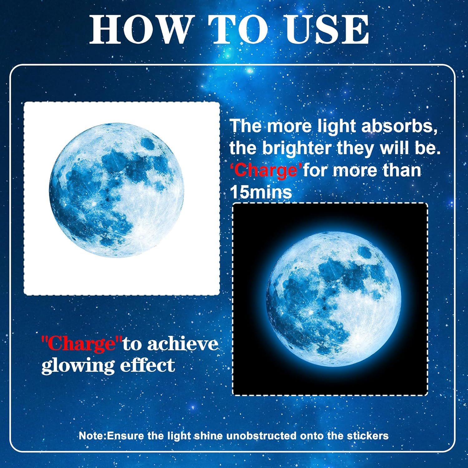 Glow in The Dark Stars Ceiling Stars Glow in The Dark Moon and Star Space Galaxy