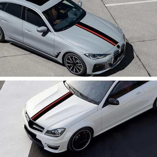 55"x7" Car Hood Sticker Auto Racing Body Side Skirt Roof Matte Black&red