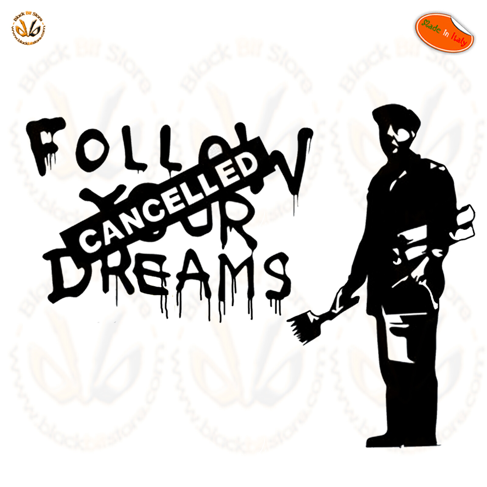 Follow Dreams Bansky Style Follow Drasms Stickers PVC Black Wall Sticker