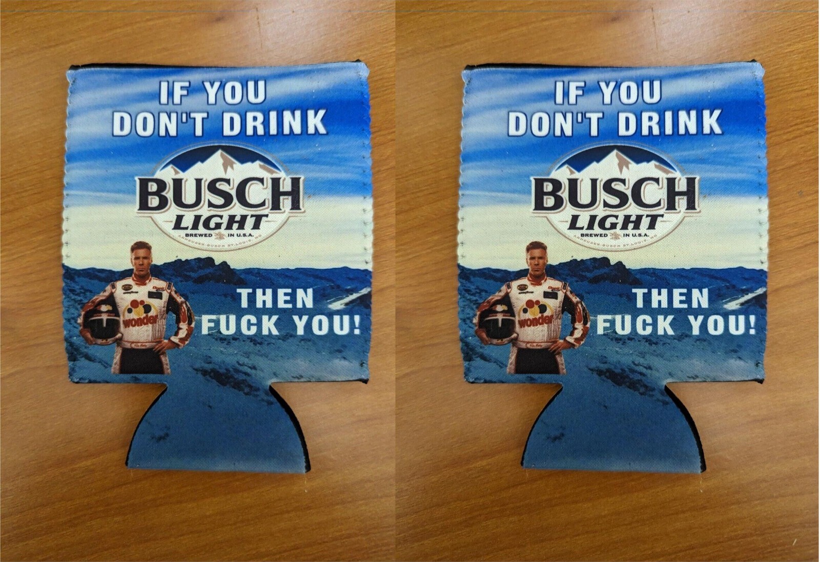 2 Ricky bobby busch light Beer pop soda can koozies river camping kayaking fish