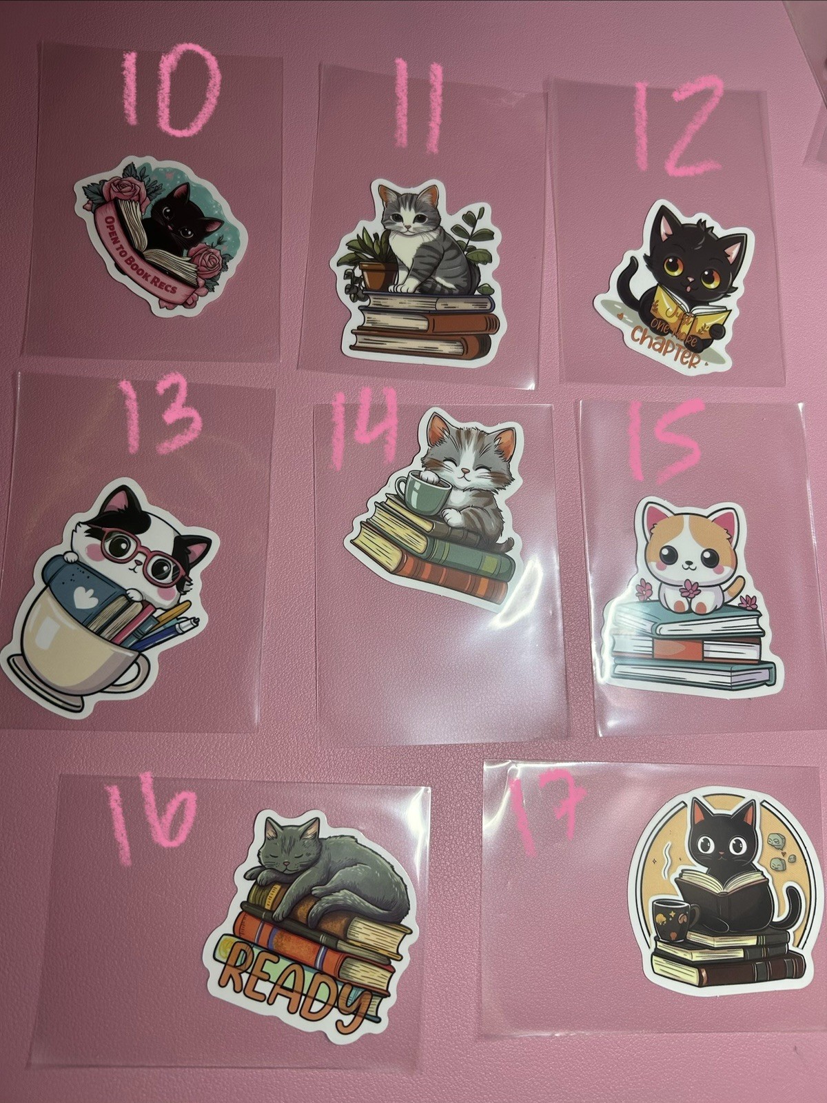 Stickers Of Cats Reading Books