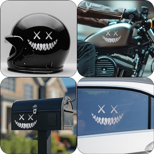 3 Pcs Reflective Car Sticker, 8 x 5 Inch Halloween Smile Demon Decal White