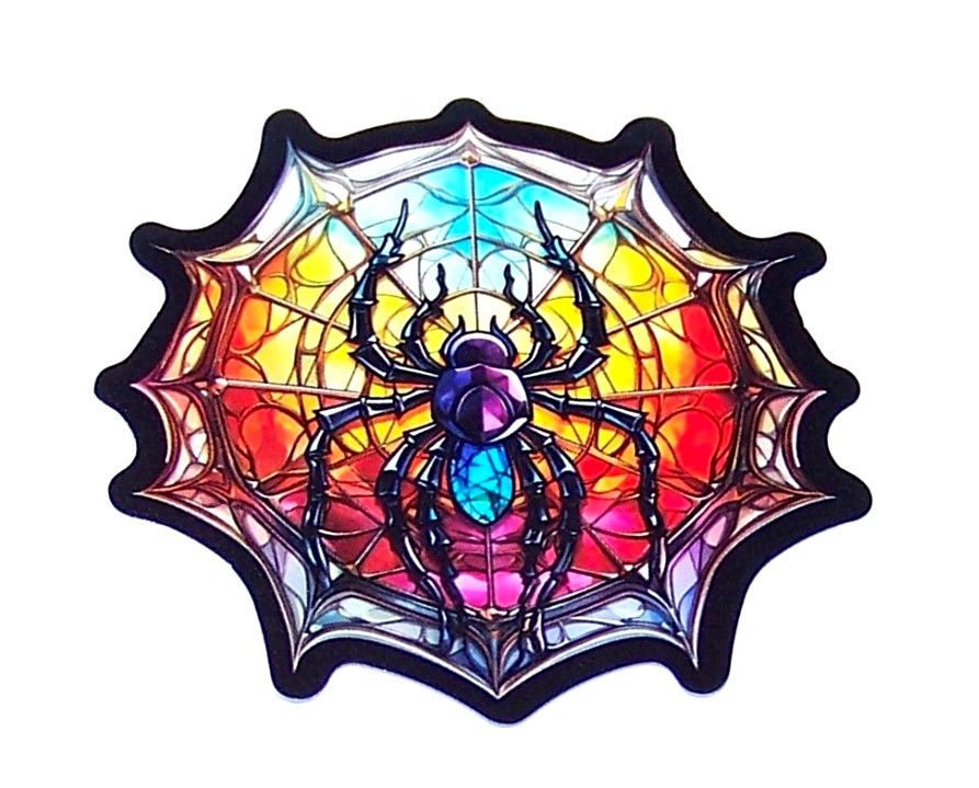 STAINED GLASS – Die Cut Sticker Decal Stained Glass Spider