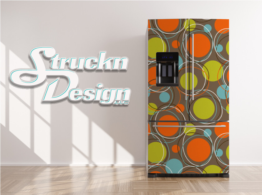 Blue Green Red Abstract Circle Pattern Fridge Freezer Wrap Side Door Vinyl Decal