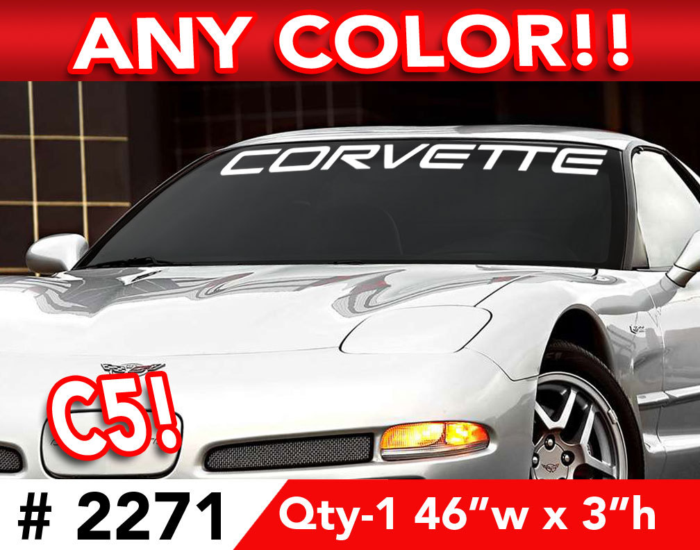 C5 CORVETTE WORD WINDSHIELD DECAL STICKER 46"w x3"h Any 1 Color