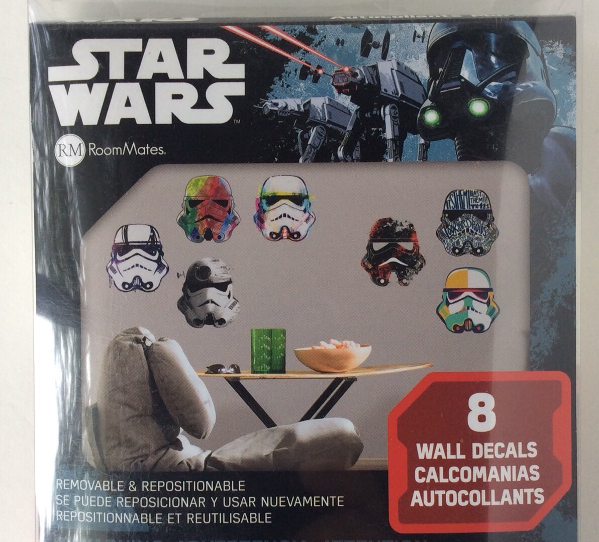 Star Wars 8 Wall Decals Storm Troopers Artistic Heads NEW RoomMates Peel-n-stick